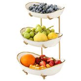 HOMKULA ceramic 3-tier fruit bowl for countertop display and organization