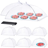 HOMKULA XXL outdoor food cover in a 2-pack protects dishes from insects outdoors.