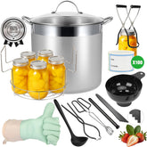 HOMKULA stainless steel canning pot with rack ready for water bath canning