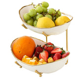 HOMKULA two-tier ceramic fruit bowl on counter for stylish display