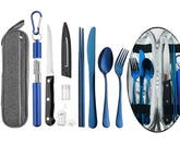 Hommaly travel utensils blue case, compact and portable for everyday meals on the go.
