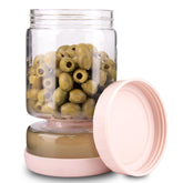 Homnoble pickle hourglass jar with strainer flip for clean wet-dry separation.