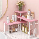 Homode 3-Tier Pink Counter Organizer showing space-saving bathroom use