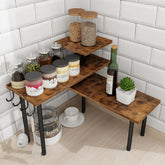 Homode rustic brown surface with 3-tier shelves for organized storage.