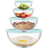 Homwin glass mixing bowls with lids in 0.6qt for airtight leftovers.