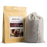 HOMYHEE filter bag filled with coffee grounds for cold brew concentrate.