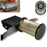 HONE Knife Sharpener rolling base view; smooth operation for stable sharpening