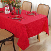 Honellaty red Christmas tablecloth with holly pattern for festive family dinners.