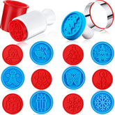 Honeydak Christmas cookie stamps with 12 festive designs for fun homemade cookies.