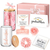Honeydak godmother glass cup 16oz with straw for daily beverages and warm moments.