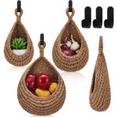Honeydak teardrop wall basket in linen stores fresh produce neatly.