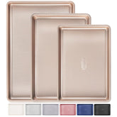 HONGBAKE 13x9 baking sheet in champagne gold for even heating and easy cookie release.