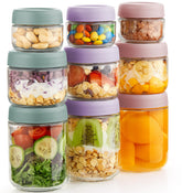 Hongqu US 9 pack 16oz jar with airtight lid for oats prep.