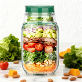 HongzyFirm side-opening salad mason jar for easy, mess-free meals.