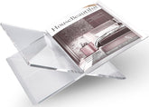 Honygebia clear acrylic book stand with cross frame for elegant display.