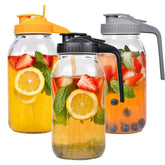 Hoofess 3-pack 64oz mason jar pitchers with airtight lids keep drinks fresh.