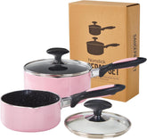 HooJay 1qt saucepan on stove with lid for quick sauces.