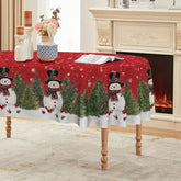 Horaldaily Christmas tablecloth oval with snowmen and trees for festive dining