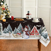 Horaldaily Christmas tablecloth with snowman design for festive family dinners.