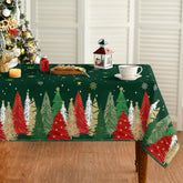 Horaldaily Christmas trees green tablecloth protecting your table during festive meals