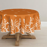 Horaldaily Fall tablecloth with orange wildflowers enhances autumn dining ambiance.