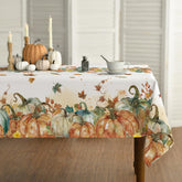 Horaldaily fall tablecloth pumpkin leaves pattern enhances autumn dining and decor.