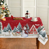 Horaldaily winter snowman design tablecloth protects surfaces and adds festive charm.