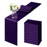 Horbaunal purple satin table runner 12x108 adds elegant color to weddings and banquets.