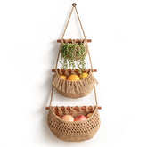 horpait hanging fruit basket 3-tier in kitchen storage, organized and accessible.