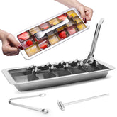 HOSASSPER stainless steel ice cube tray with lever for large, fast-freezing cubes.