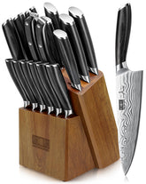 HOSHANHO 16-piece knife-set with block for organized kitchen storage and easy access