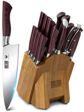 HOSHANHO 18-piece knife set with block for precise slicing and organized storage