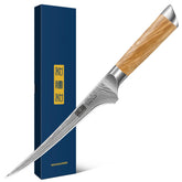 HOSHANHO 7-inch Damascus boning knife blade close-up for precise filleting