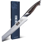HOSHANHO 8-inch bread knife blade close-up for precise crust slicing