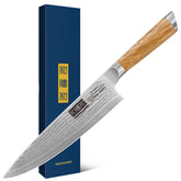HOSHANHO Damascus 8-inch chef knife blade close-up for precise slicing.