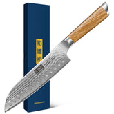 HOSHANHO Damascus Santoku blade with VG-10 core for precise, clean slicing