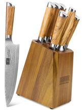 HOSHANHO knife set in wooden block for organized kitchen prep