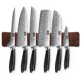 HOSHANHO 7-piece knife set with magnetic holder on counter for easy access