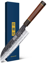 HOSHANHO Santoku knife blade displaying a razor edge for precise slicing.
