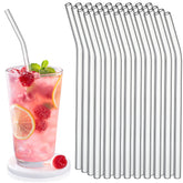 Hosuly bent glass straw 8inch for smooth sipping and leak-resistant use in hot or cold drinks