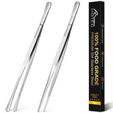 HOTEC kitchen tweezers with pointed and round tips for precise food handling during cooking.