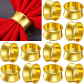 Hotop 8-pack gold beaded napkin rings on table for elegant weddings.
