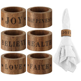 Hotop wooden napkin rings set of 6 with Christmas designs for festive tables