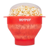 HOTPOP popcorn popper with lid and handles for safe microwave cooking.