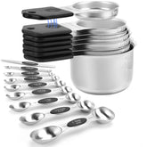 HOUJIP magnetic measuring cups with leveler in matte stainless for precise 1 cup measurement.
