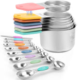 HOUJIP magnetic measuring cups set showing precise markings for accurate dry and liquid measurements.