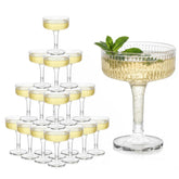 Houmury 7oz plastic champagne glasses offer generous servings for toasts at celebrations.