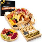 House Ur Home large bamboo charcuterie board with hidden drawer, ideal for elegant party prep.