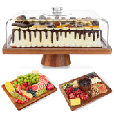 HouseJoy acacia wood cake stand with lid showcases large bakes with warmth.