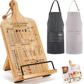 HouseJoy wooden cookbook stand with adjustable height for easy recipe viewing.